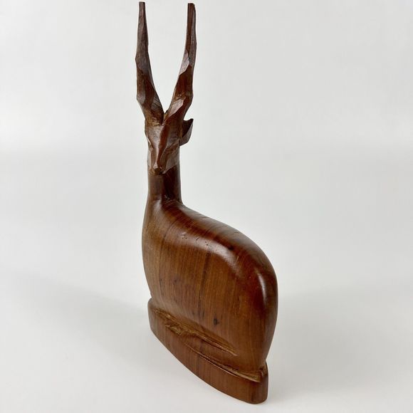 Hand Carved Wood Antelope Gazelle MCM Vtg Grace Charisma Charm Spirit Animal - Picture 6 of 10
